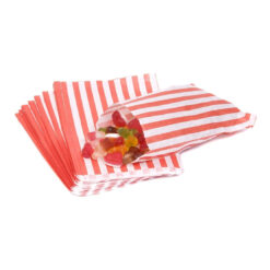 Candy Stripe PaperRed & White  Bags 5x7 Inch (Pack of 50)